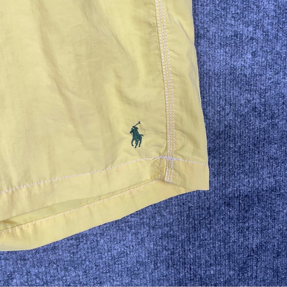 Polo Ralph Lauren Mens XL Yellow Lined Cargo Tie Swim Trunks Shorts 90s Y2K Pony - Picture 4 of 10